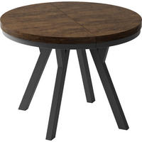 ESSTISCH Lume runder ausziehbarer, Lefkas Eiche 100-200/100/76 cm - Alteiche/Schwarz, Holz/Holzwerkstoff (100/200/76cm) - WFL GROUP
