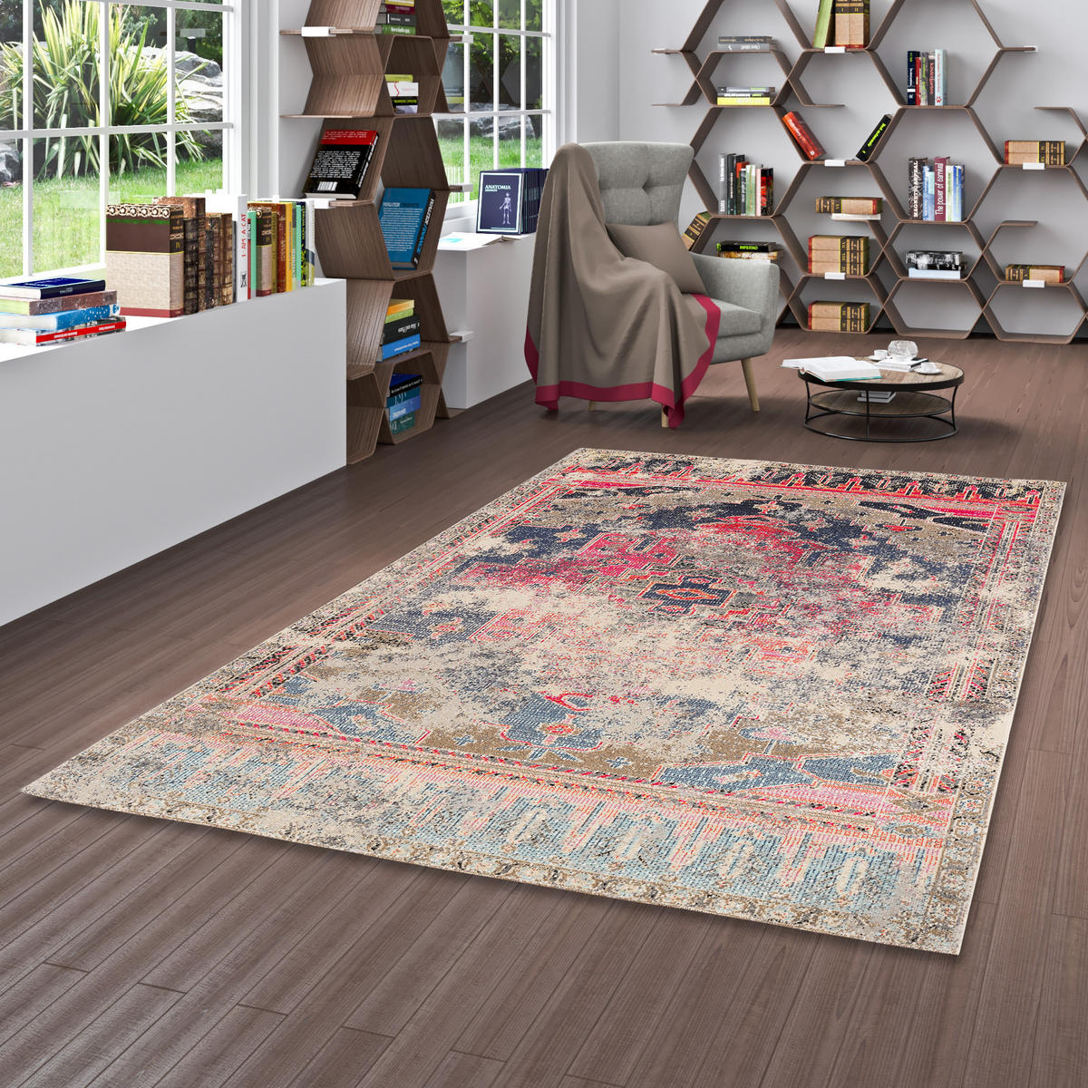 DESIGNER TEPPICH VINTAGE ZOE ORIENT KLASSIK VERLAUF - Blau, Textil (120/170cm) - Pergamon