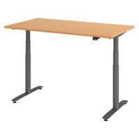 SCHREIBTISCH elektrisch Bluetooth & App XDLR 80/140/72 cm in Buchefarben/Graphitfarben - Buchefarben/Graphitfarben, Holzwerkstoff (80/140/72cm) - bümö