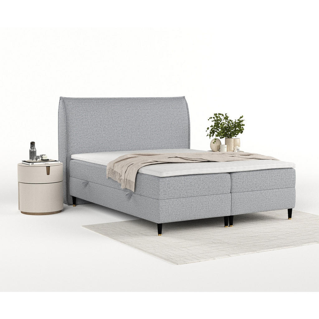 Thumbnail - Maison de Reve Boxbett, Grau, Textil, Buche, Kiefer, H3, Höhe ca. 19 cm, 140x200 cm, FSC 100%, Made in EU, Oeko-Tex® Sta...