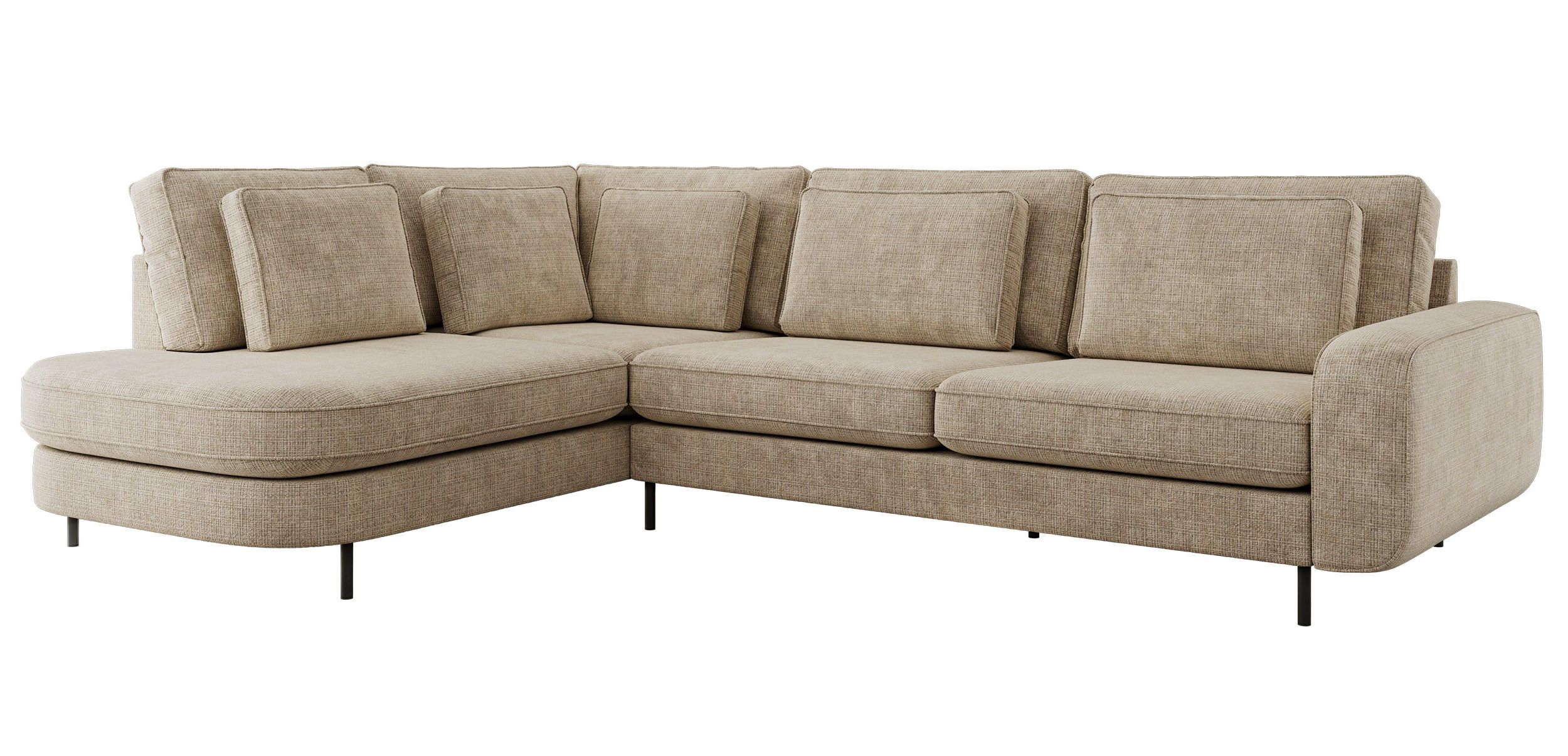 ROHOVÁ SEDAČKA CALENO L - Béžová hladký senil - Pravá Strana - černá/béžová, kov/textil (317/225cm) - MKS