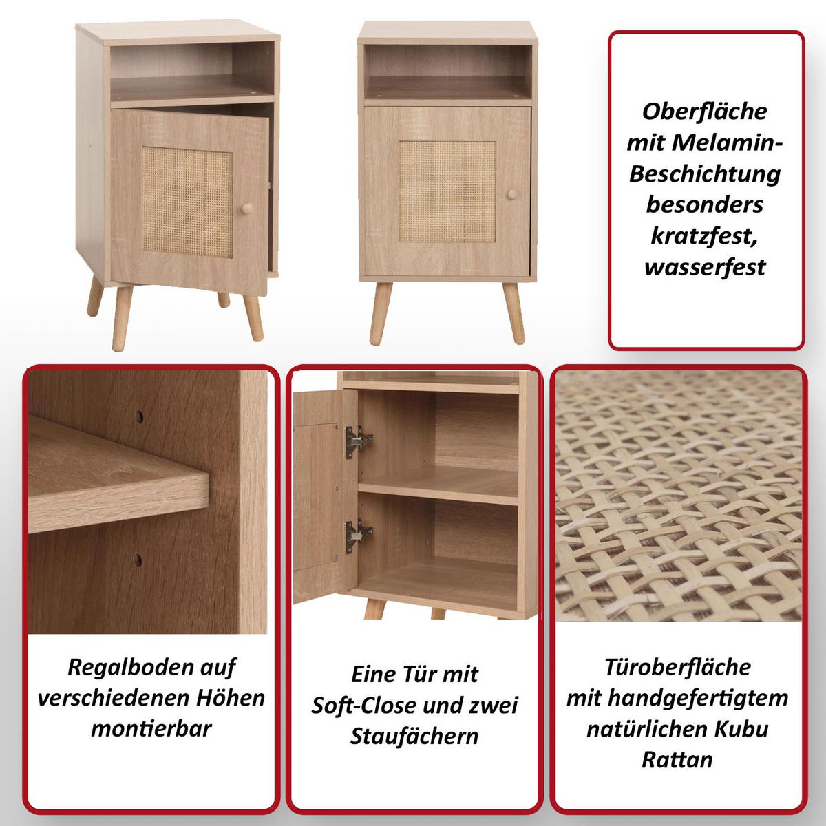 NACHTTISCH rechteckig Braun - Braun, Holz (40/71/41cm) - MCW
