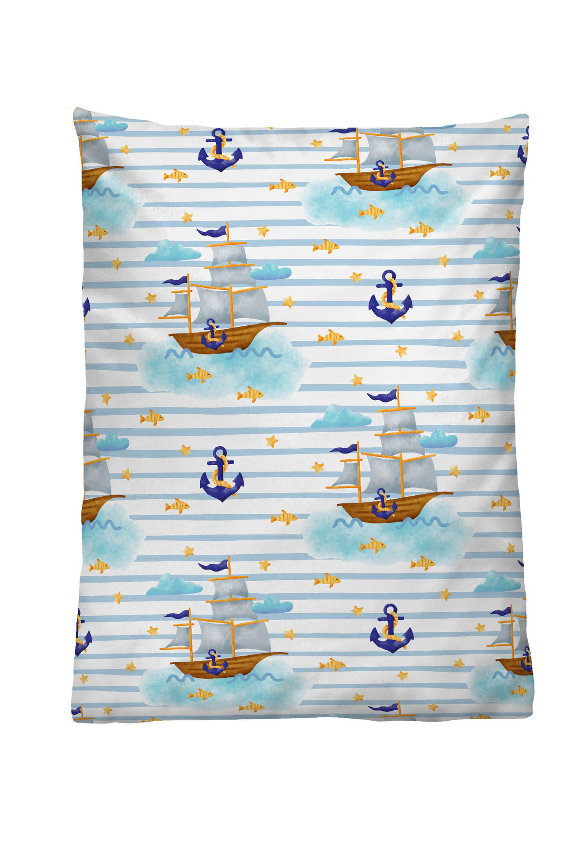 BETTWÄSCHE-GARNITUR Linon Schiffe ciel, 100x135 cm + 40x60 cm - Hellblau, Textil (100/135cm) - biberna