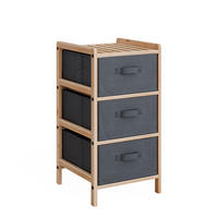 KOMMODE Bruno Grau 34.5 x 67 cm mit 3 Stoffschubladen - Naturfarben/Grau, Holzwerkstoff (34.5/67/36.5cm) - Vicco