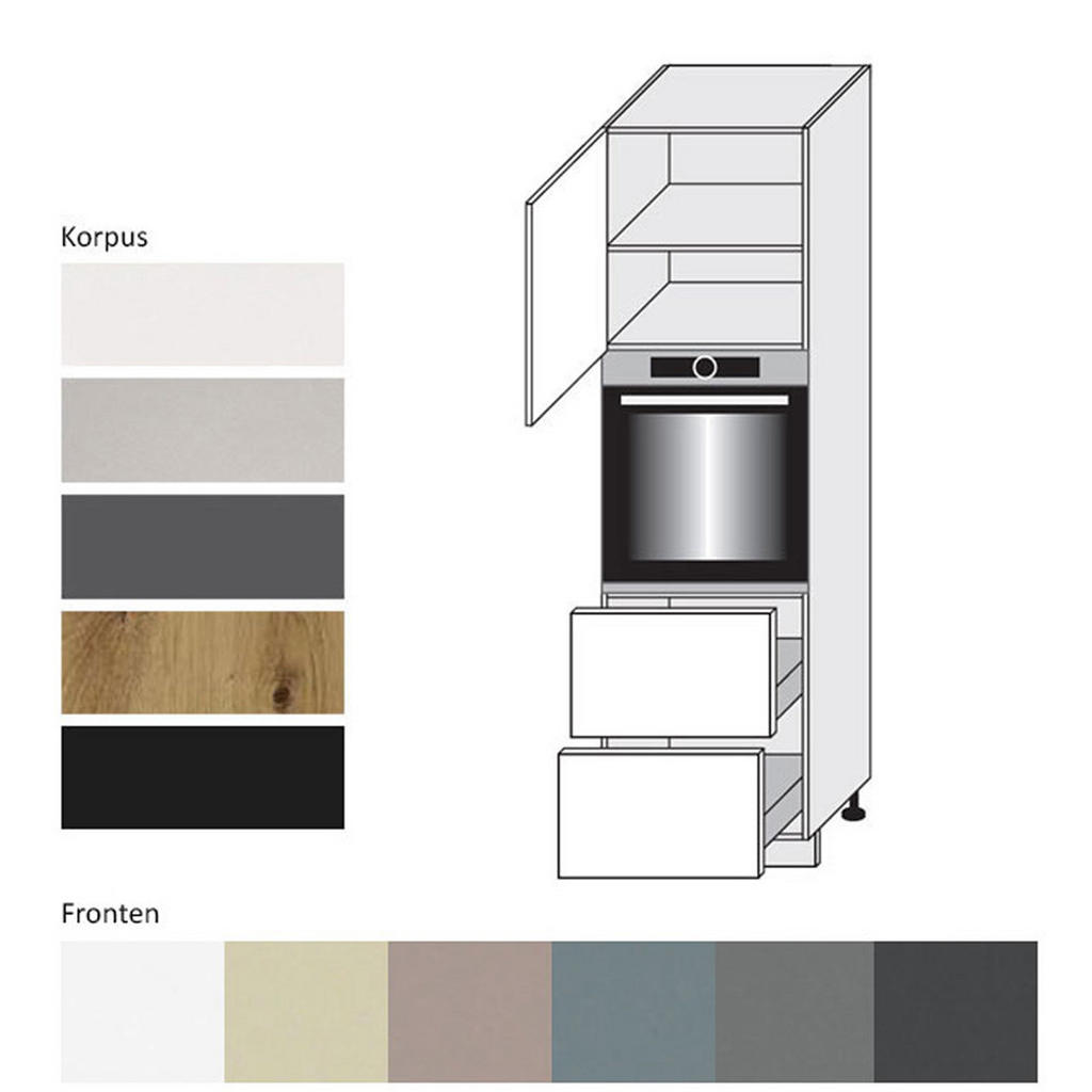 Thumbnail - Feldmann-Wohnen Backofen-Hochschrank, Mintgrün, Weiß, Metall, 1 Fächer, 2 Schubladen, Rechteckig, 60x207x59 cm, Küchen, ...
