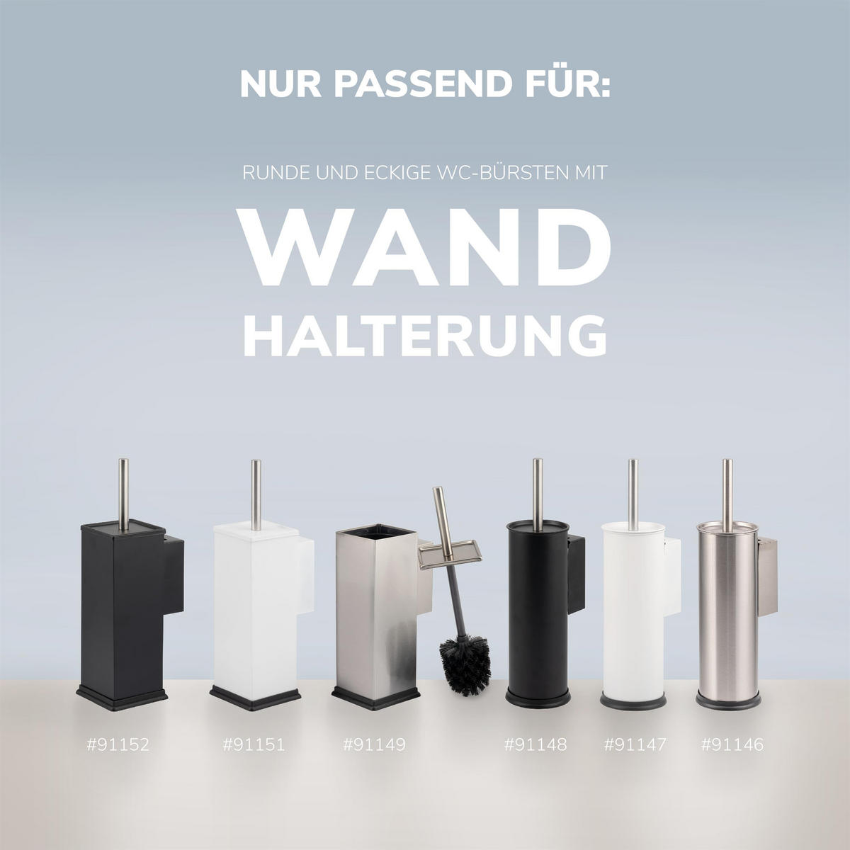 BÜRSTENKOPF 2er-Set für WC-Garnitur - Schwarz, Kunststoff (8/10cm) - bremermann