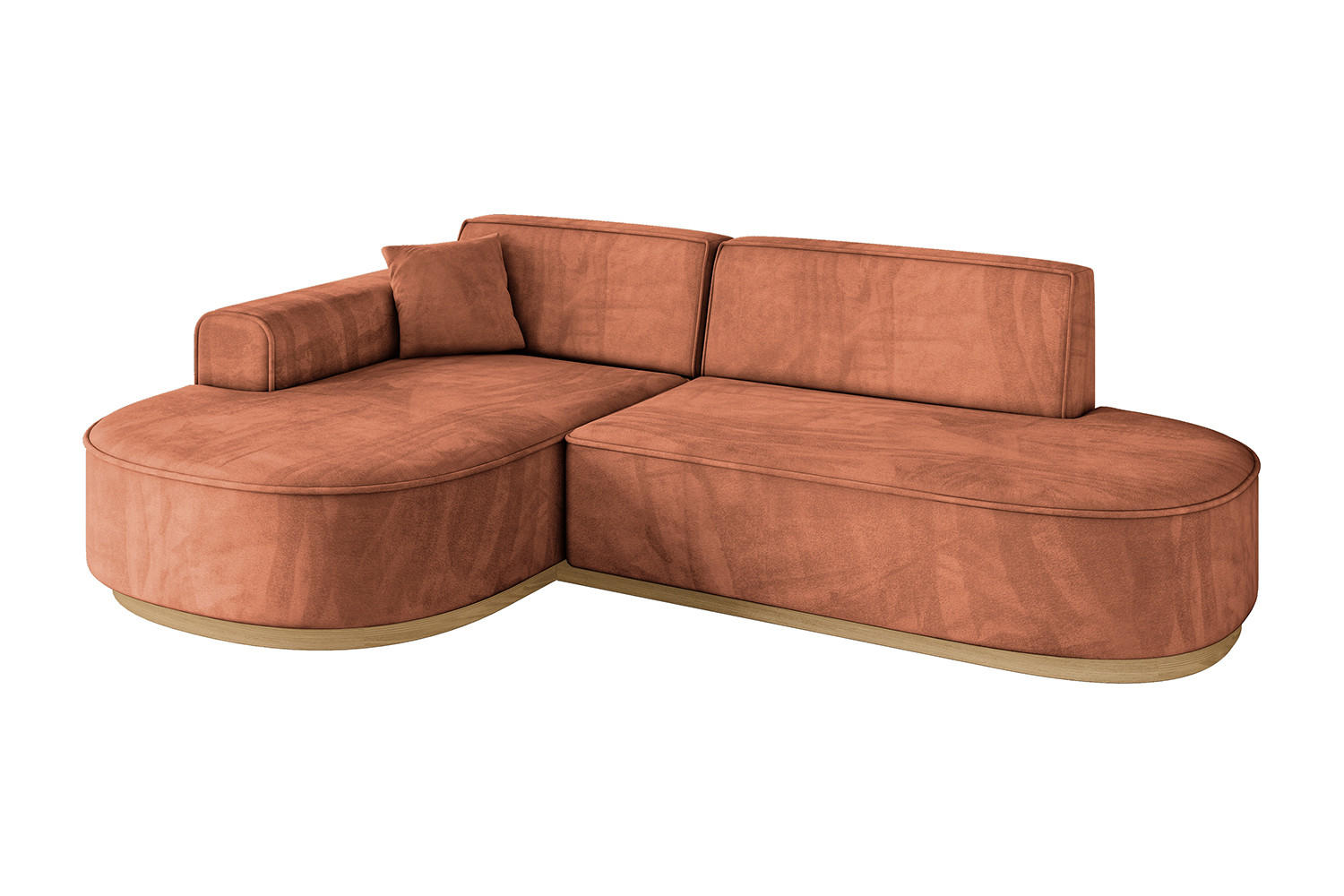 ECKSOFA Ottomane Links MARI-L1-v2 - 243x171x83 cm Koralle Velours - Koralle, Holzwerkstoff/Textil (243/171cm) - ALTDECOR