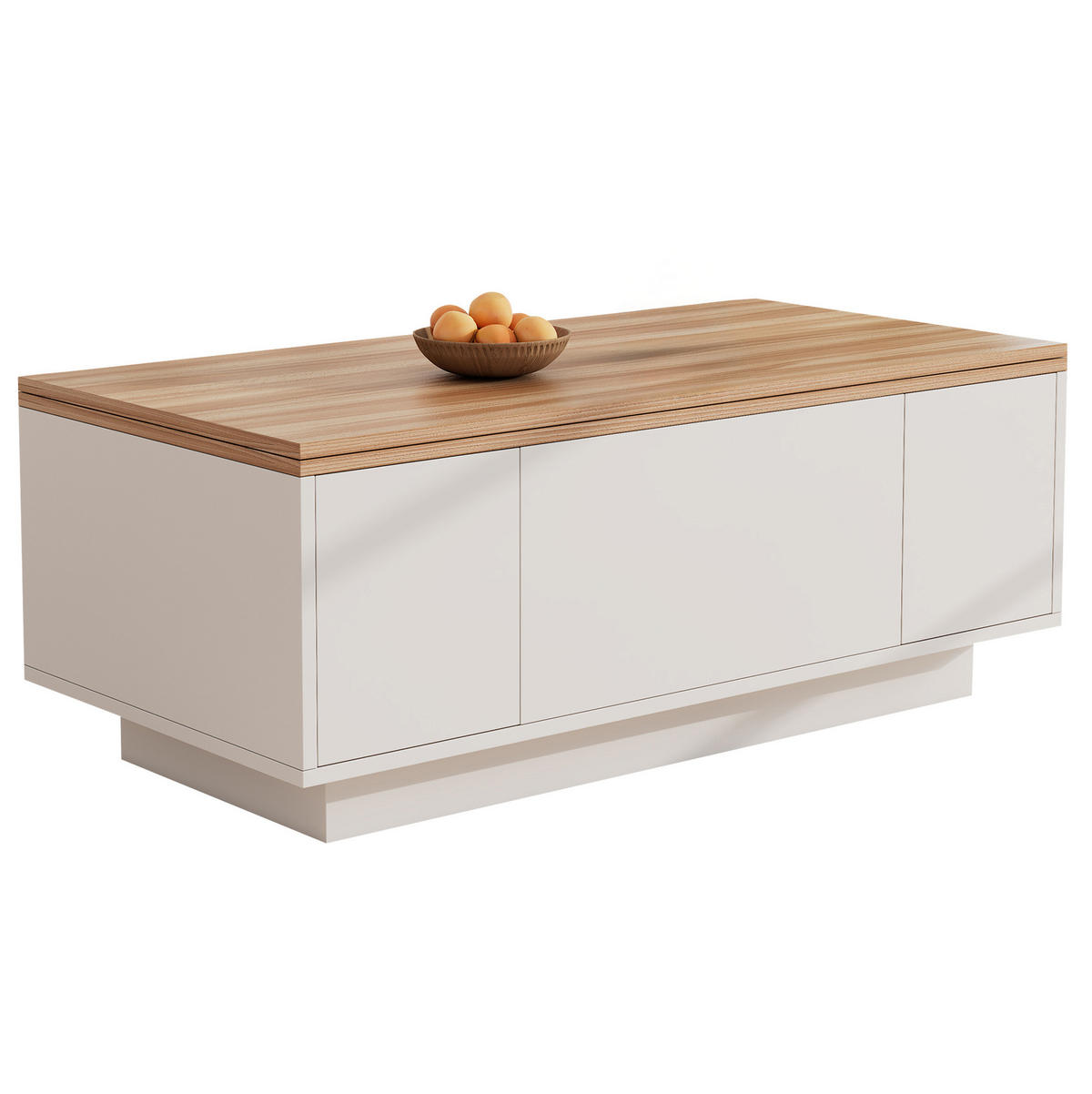 COUCHTISCH 100/50/55,5 cm mit Doppel-Hebemechanismus und verstecktem Stauraum aus Spanplatte, Weiß - Weiß, Holzwerkstoff (100/50/40cm) - Redom