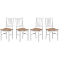 ESSZIMMERSTUHL - 4er-Set Bos 1 weiss zetta 292 - Weiß/Cappuccino, Holz (43/94/40cm) - Leaf Design