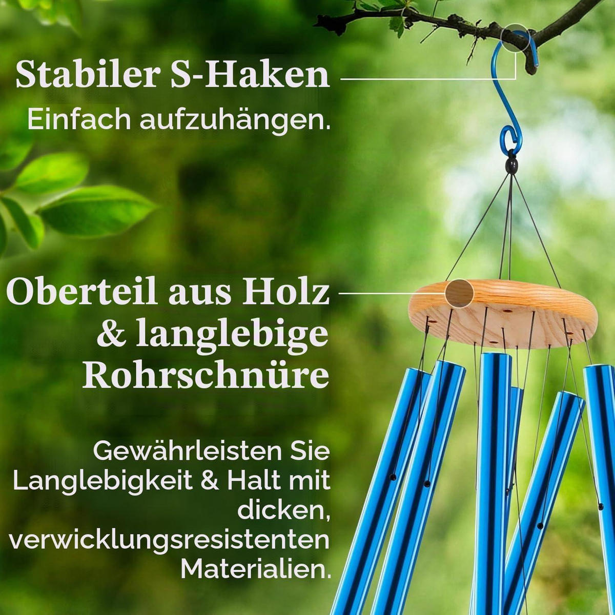 WINDSPIEL Aluminium 6 Metallröhren 125 cm Blau - Blau, Metall (125/10/10cm)