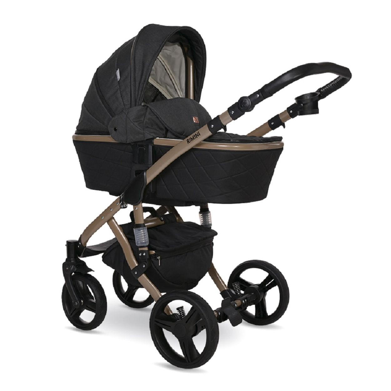 KOMBIKINDERWAGEN Rimini Premium black Sportsitz Tragewanne Moskitonetz verstellbar - Schwarz, Metall (112/60/117cm) - Lorelli