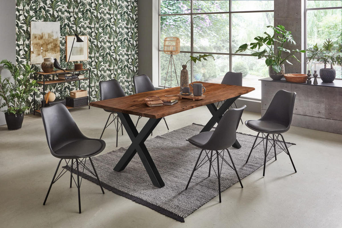 ESSTISCH FREDERIK - Schwarz/Braun, Holz/Metall (100/200/77cm) - SAM