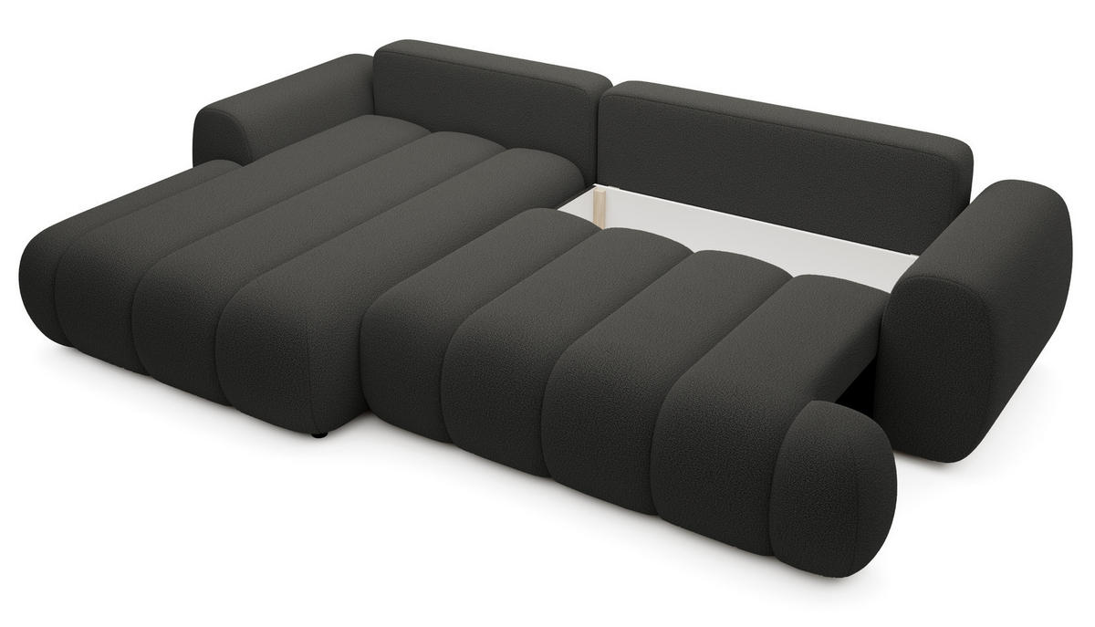 ECKSOFA mit Bettkasten Puro 270 cm, Links, Dunkelgrau - Dunkelgrau, Holz (272/168cm) - Emporius