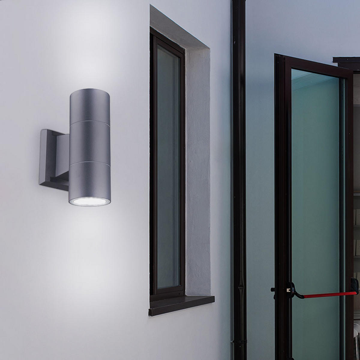 AUSSEN-WANDLEUCHTE Aluminium Anthrazit Up Down - Anthrazit, Glas (6/16/11.5cm)