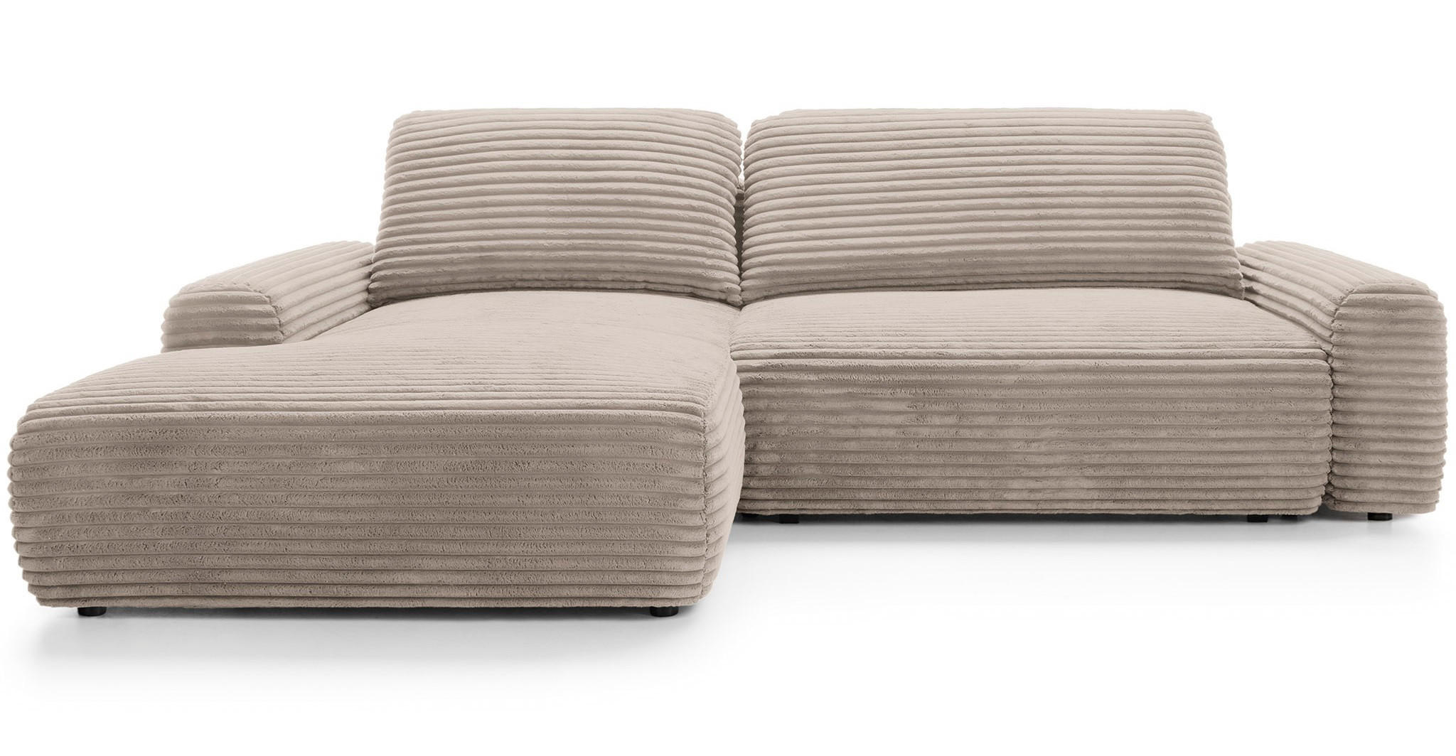 ECKSOFA 260 cm Cantara mit Cordstoff, Bettkasten, Links, Hellbraun - Hellbraun, Holz (264/162cm) - Emporius
