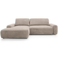 ECKSOFA 260 cm Cantara mit Cordstoff, Bettkasten, Links, Hellbraun - Hellbraun, Holz (264/162cm) - Emporius