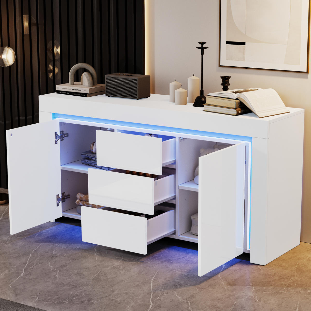 SIDEBOARD Weiß 140/40/65 cm - Weiß, Holzwerkstoff (140/65/40cm) - PANGIVO