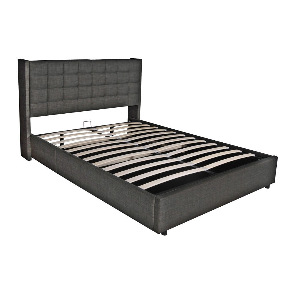 BETTKASTEN WEMBLEY mit Lattenrost/ Bett 160x200 - Dunkelgrau - Anthrazit, Holzwerkstoff (160/200cm) - Weber Industries