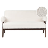 2-SITZER-SOFA Bouclé Cremeweiß/Dunkelbraun Tamre - Creme, Textil (148/79/78cm) - Beliani