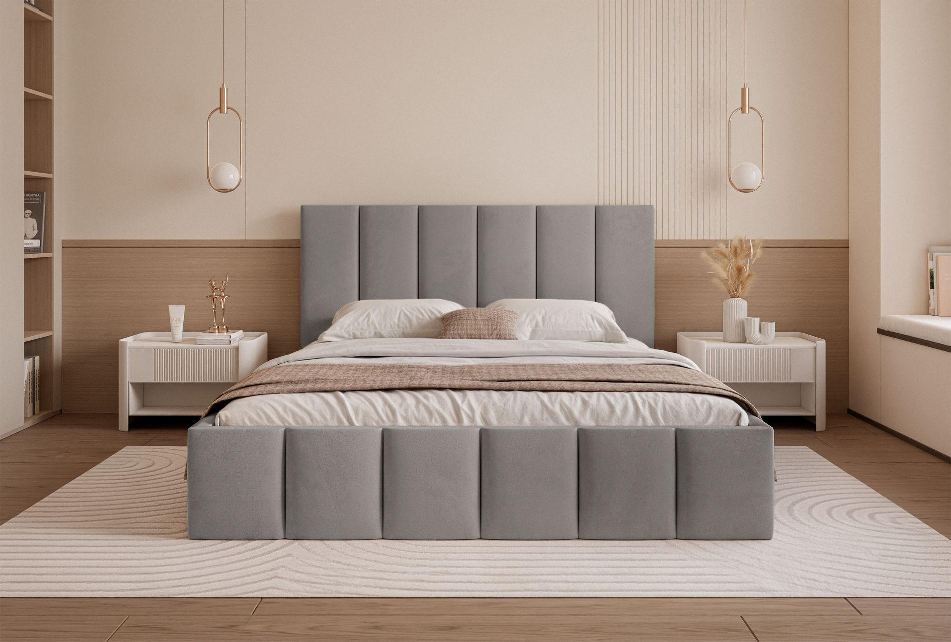 POLSTERBETT Sarafino Hellgrau Samt 180x200 cm - Hellgrau, Textil (180/200cm) - Selsey