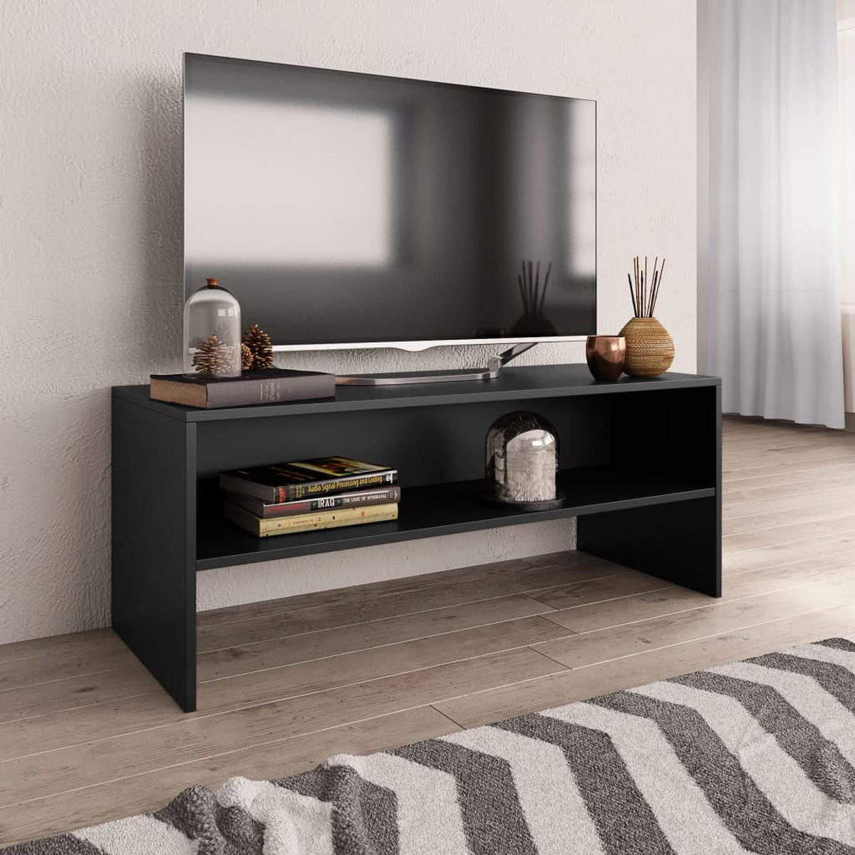 LOWBOARD mit 1 offenen Fach 100/40/40 cm aus Holzwerkstoff in Schwarz - Schwarz, Holz (100/40/40cm) - vidaXL