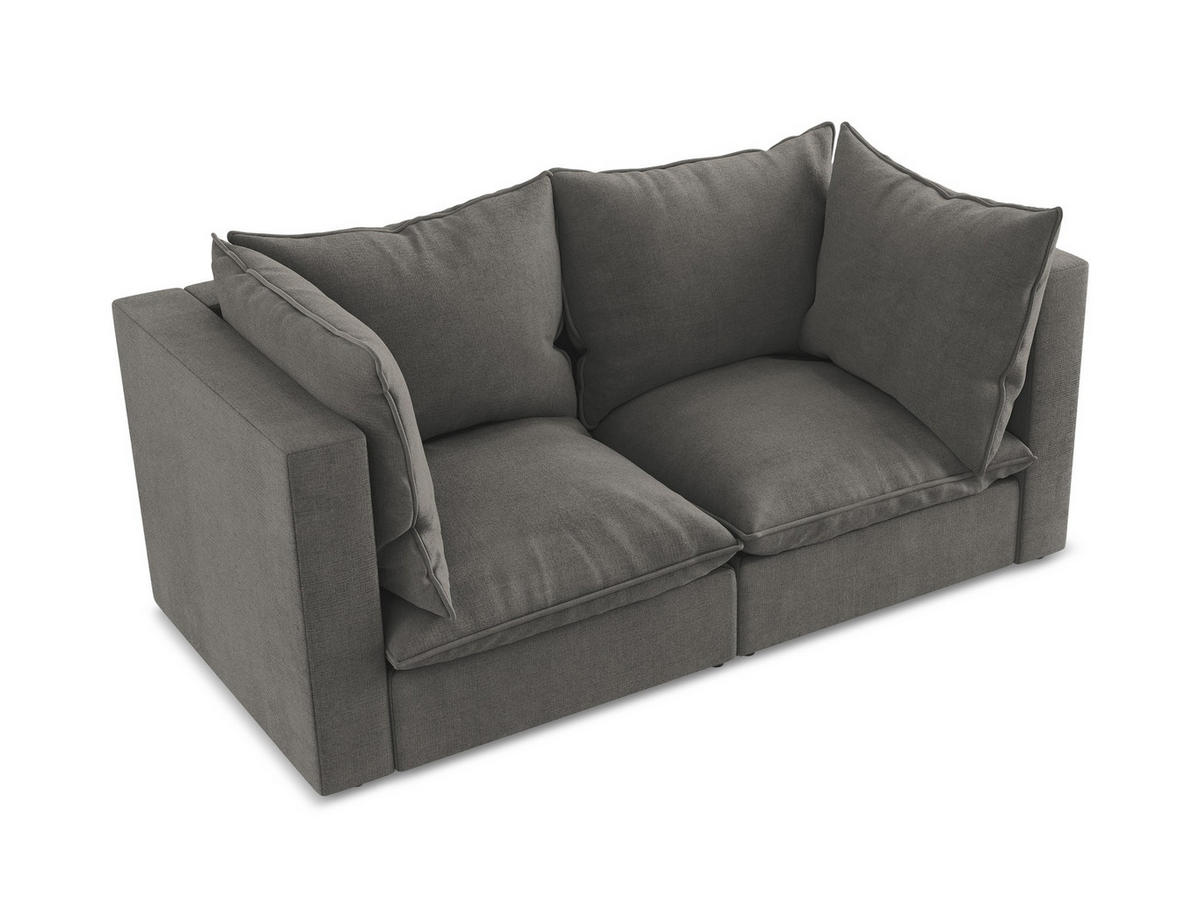 2-SITZER SOFA Strukturstoff Grau - Dunkelgrau/Schwarz, Holzwerkstoff/Kunststoff (180/77/90cm) - Makamii
