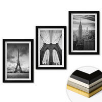 WANDBILDER 3er-Set - 20x30 cm Schwarzer Rahmen - Monochromatische Brückentürme - Schwarz, Kunststoff (20/30cm) - ArtPrintCave
