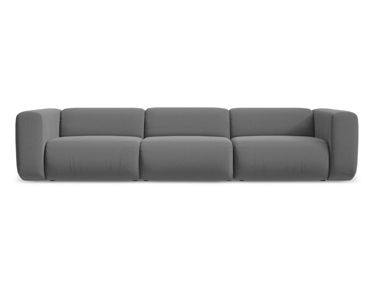 4-SITZER-SOFA Samt Stoff Grau - Schwarz/Grau, Kunststoff/Textil (319/70/89cm) - Makamii