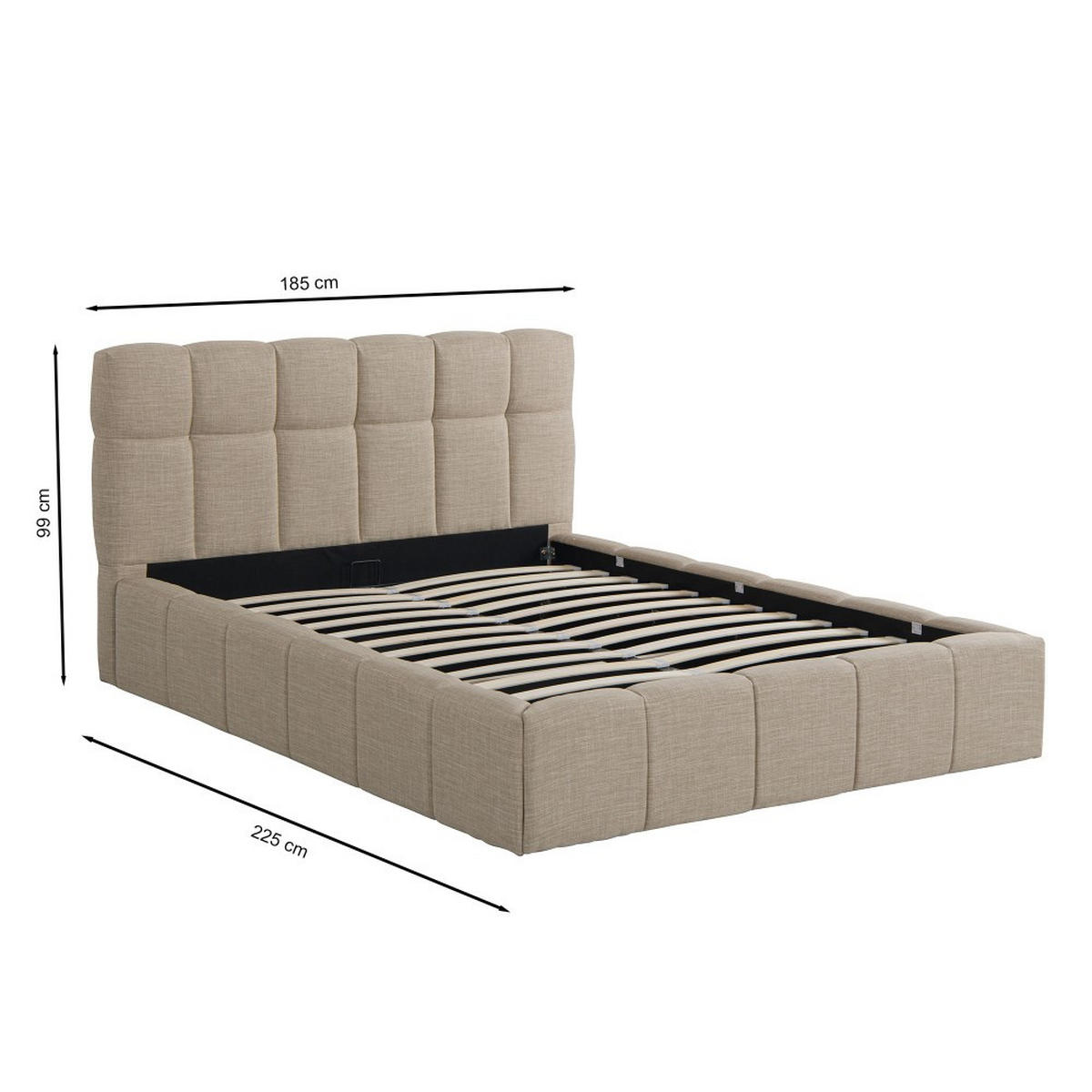 BETT ELIAS / 160x200 cm mit Bettkasten, Beige - Beige, Holzwerkstoff (160/200cm) - Weber Industries