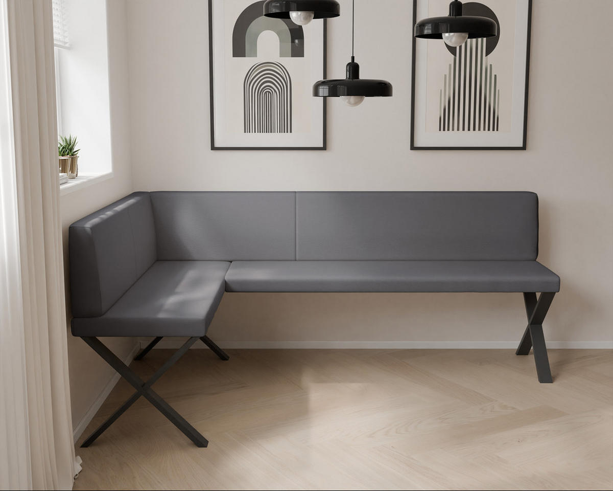 ECKBANK links VERO X Kunstleder glatt, 128/168 cm Dunkelgrau - Dunkelgrau, Kunststoff/Textil (128/168cm) - Idohome