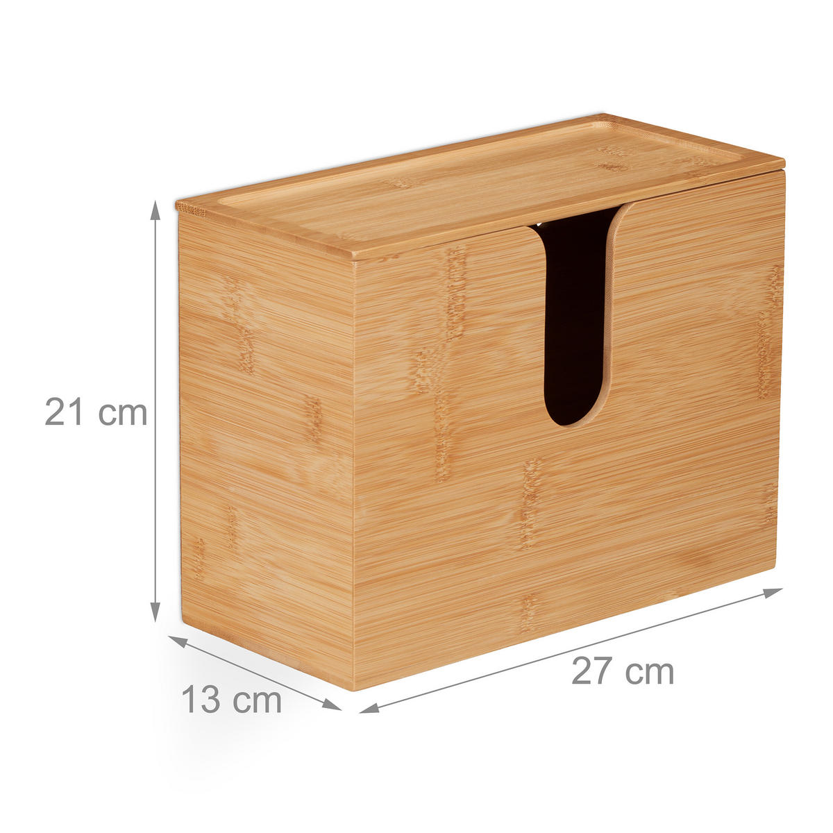 ZÁSOBNÍK na papierové utierky - svetlohnedá, drevo (27/21/13cm) - Relaxdays
