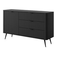 SIDEBOARD LANTANA 138/81/38 cm mit 3 Schubladen und 1 Türen Schwarz - Schwarz, Holzwerkstoff (138/81/38cm) - MASSENO