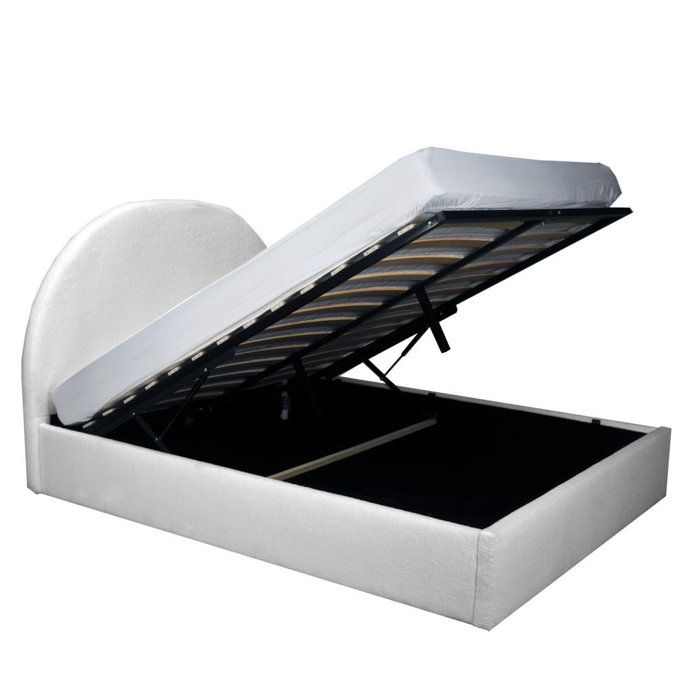 BETTKASTEN MIT LATTENROST SHERPA / BETT 140x190 - Weiß Bouclé Stoff - Weiß, Holzwerkstoff (140/190cm) - Weber Industries