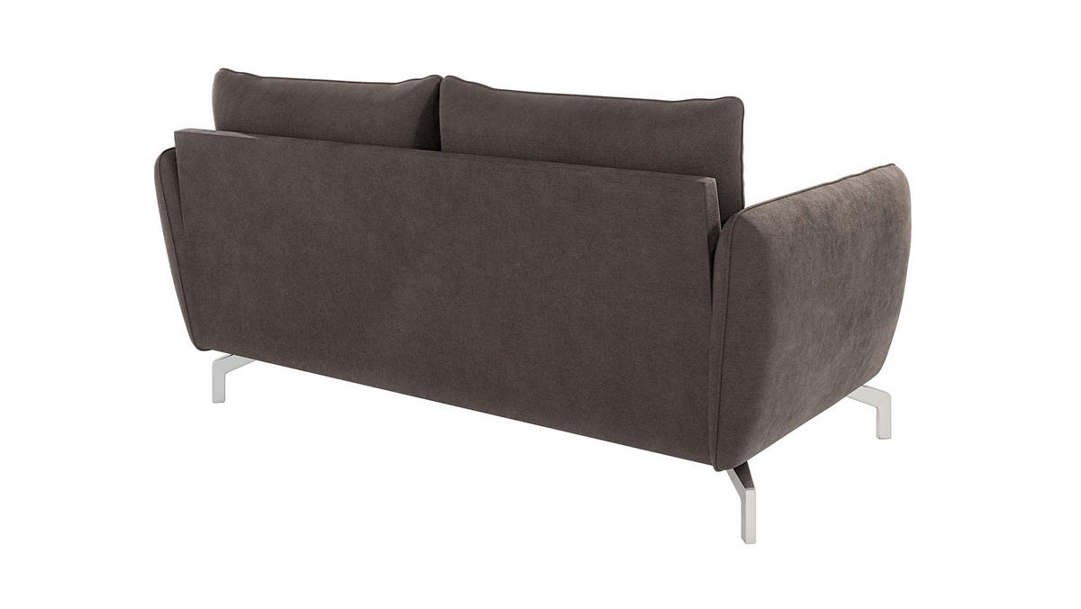 2-SITZER-SOFA Elou Braun - Khaki Microfaser - Chromfarben/Dunkelbraun, Holz/Textil (172/87/92cm) - S-Style Möbel