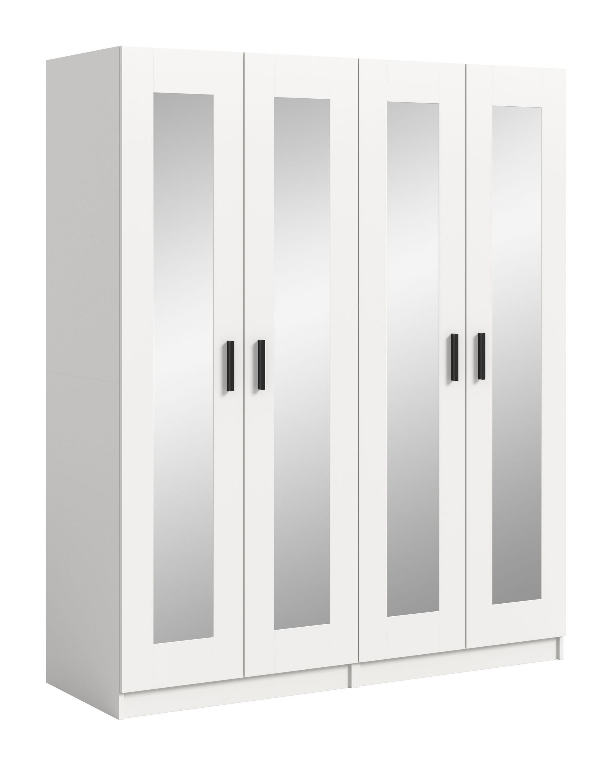 KLEIDERSCHRANKKOMBINATION VISBY (B/H/T: ca. 160/194/56 cm) in weiß/weiß - Weiß, Holzwerkstoff (160/194/56cm)