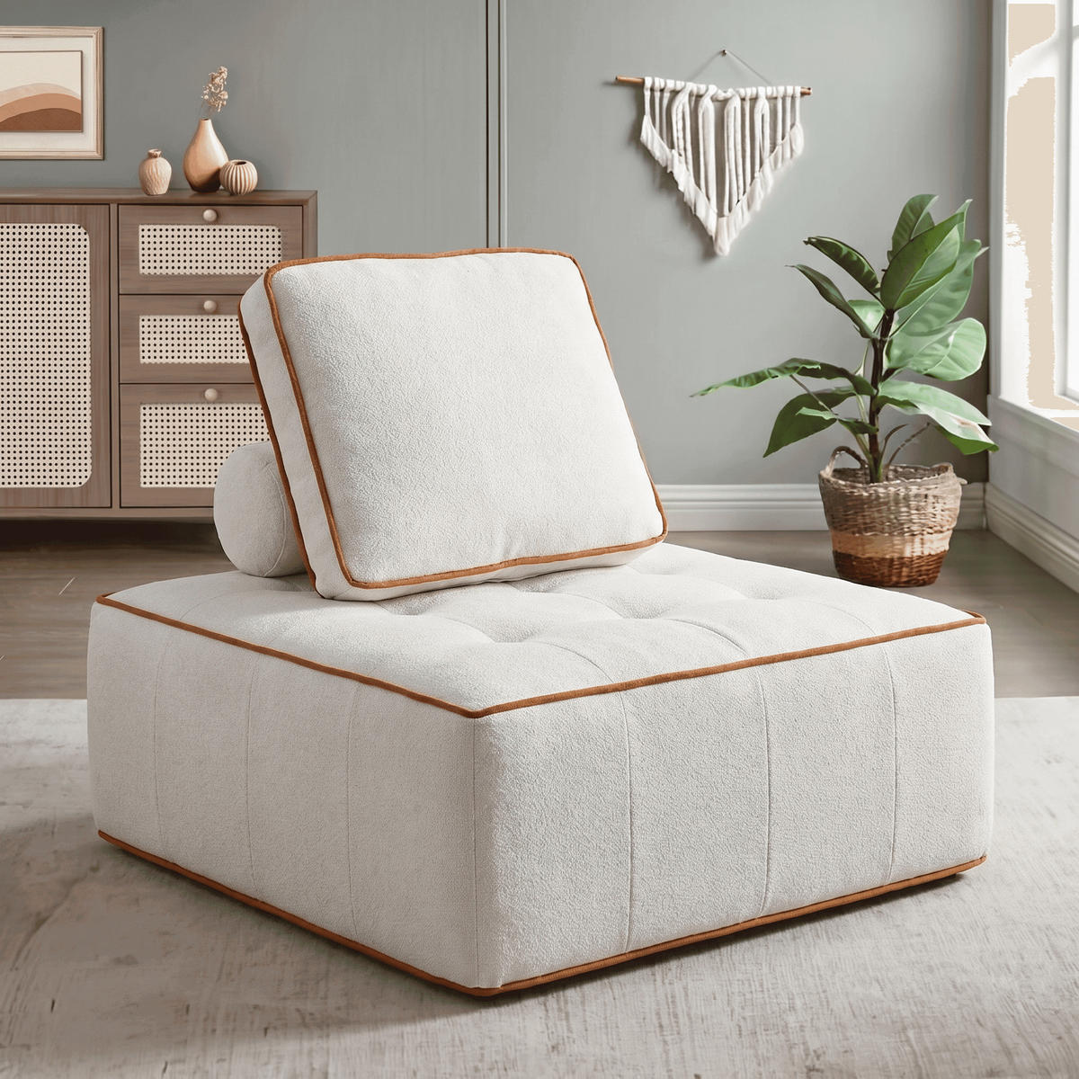 SESSEL Zen Weiß und Orange 1-Sitzer - Weiß/Orange, Textil (100/75/100cm) - COCO Living