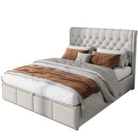 POLSTERBETT 160/200 cm Grau aus Baumwolle-Leinen mit Bettkasten - Grau, Textil (160/200cm) - OKMYHOME