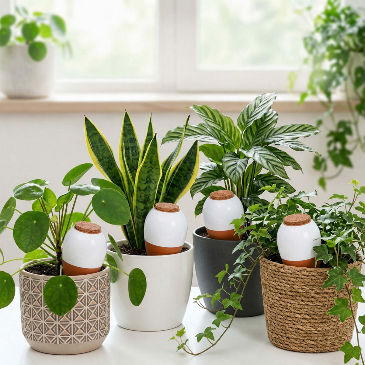 ZAVLAŽOVAČ Biela 2-dielny-set keramika korok 350 ml - viacfarebná, prírodné materiály/keramika (8/16/8cm) - Relaxdays