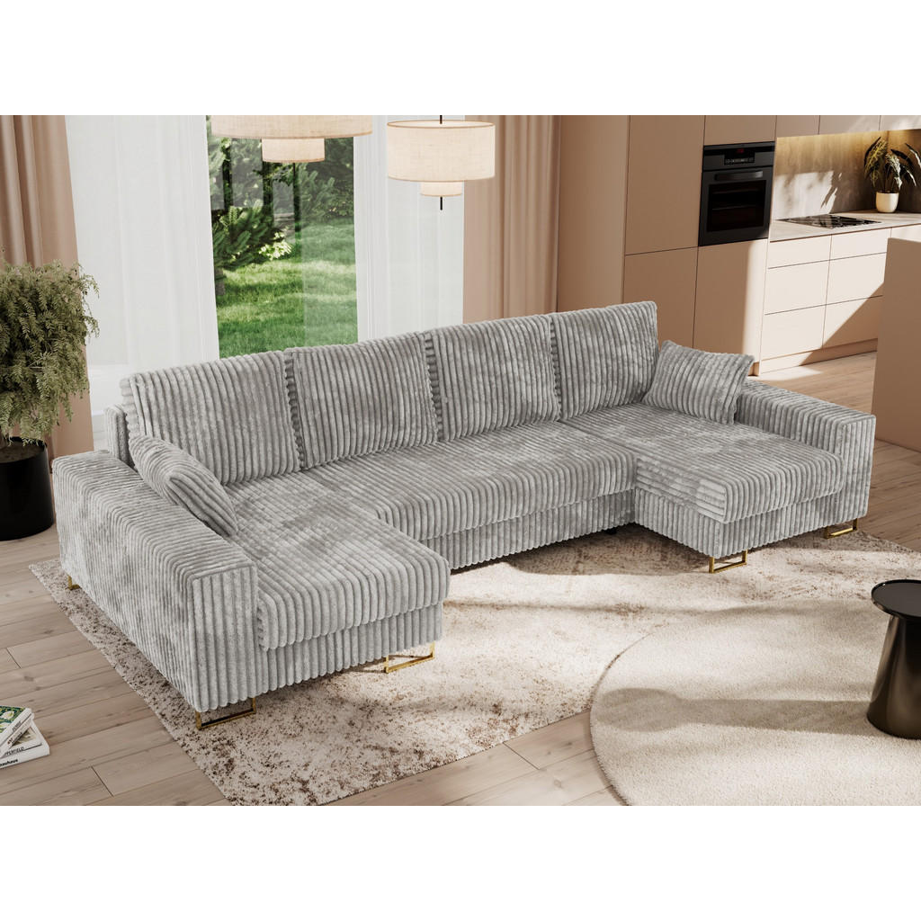 Thumbnail - MKS Wohnlandschaft, Hellgrau, Textil, 5-Sitzer, U-Form, 312x95x138 cm, Wohnzimmer, Sofas & Couches, Wohnlandschaften, Wo...