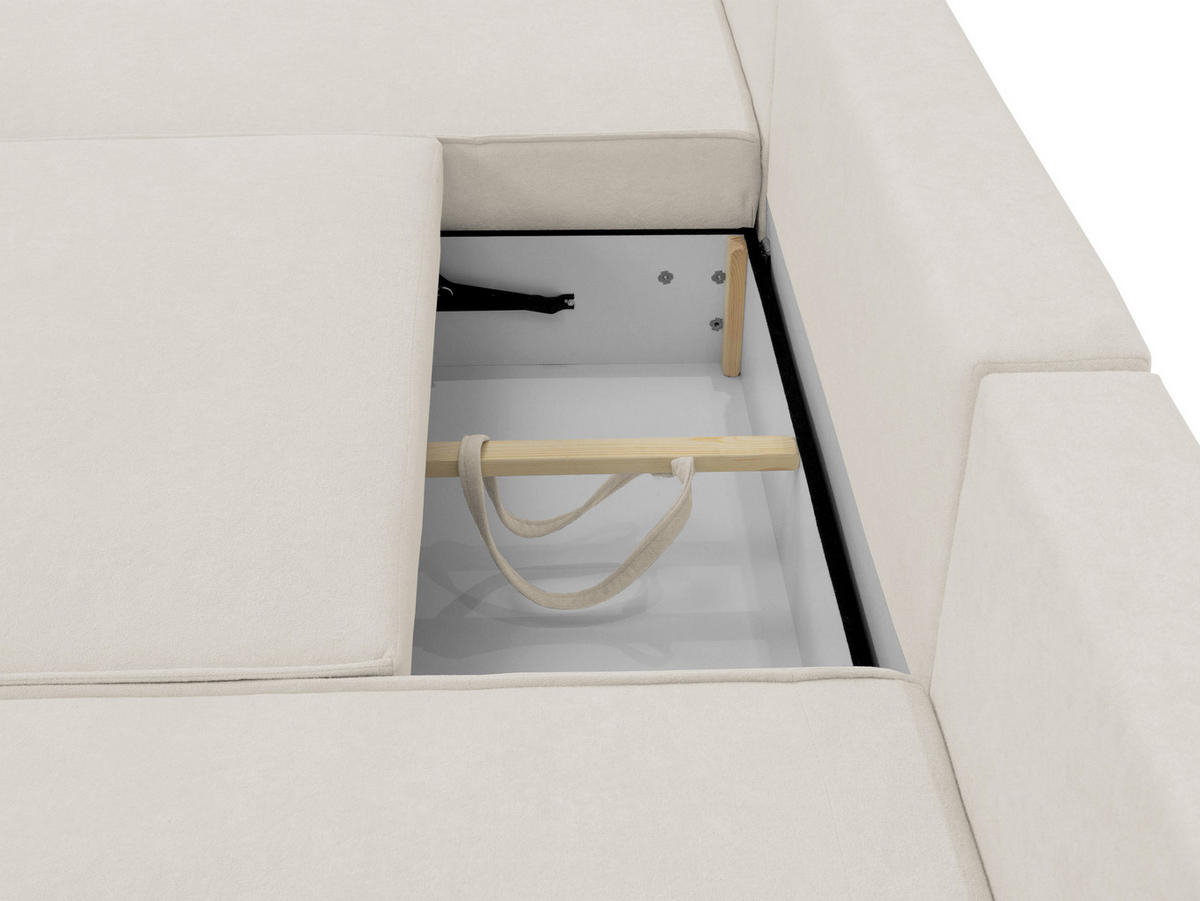 WOHNLANDSCHAFT Mono U - Hellgrau/Schwarz, Holz/Kunststoff (364/87/168cm) - MIRJAN24