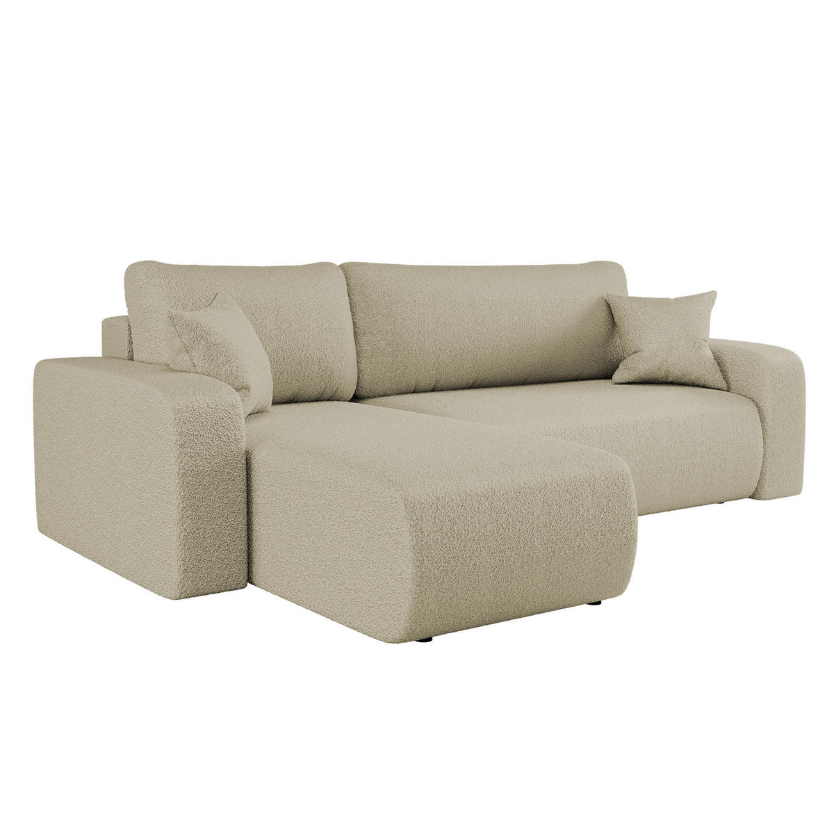 ECKSOFA L-FORM Schlaffunktion Und Bettkasten Eckcouch MILANO L Stoff Quelle Beige Links - Beige, Holz/Textil (142/244cm) - Kaiser Möbel
