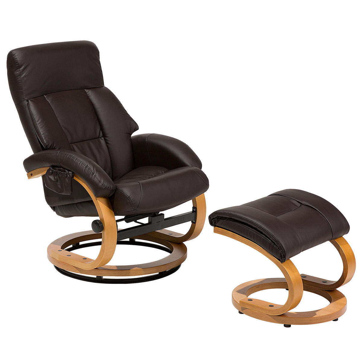 MASSAGESESSEL mit Fußhocker Kunstleder Braun Force - Braun, Holz/Textil (55/100/80cm) - Beliani