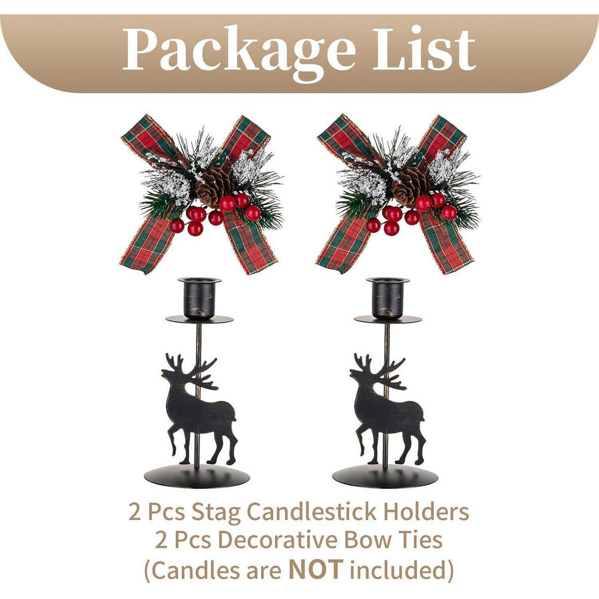 KERZENSTÄNDER 2-teiliges Set Hirsch Geweih Schwarz 15 cm - Schwarz, Metall (8/15/8cm)