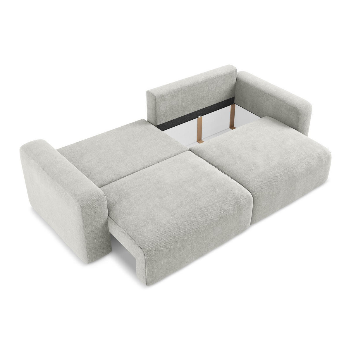 3-SITZER SOFA mit Schlaffunktion Chenille Stoff Grau - Hellgrau/Schwarz, Kunststoff/Textil (244/79/102cm) - LaMiaSofa