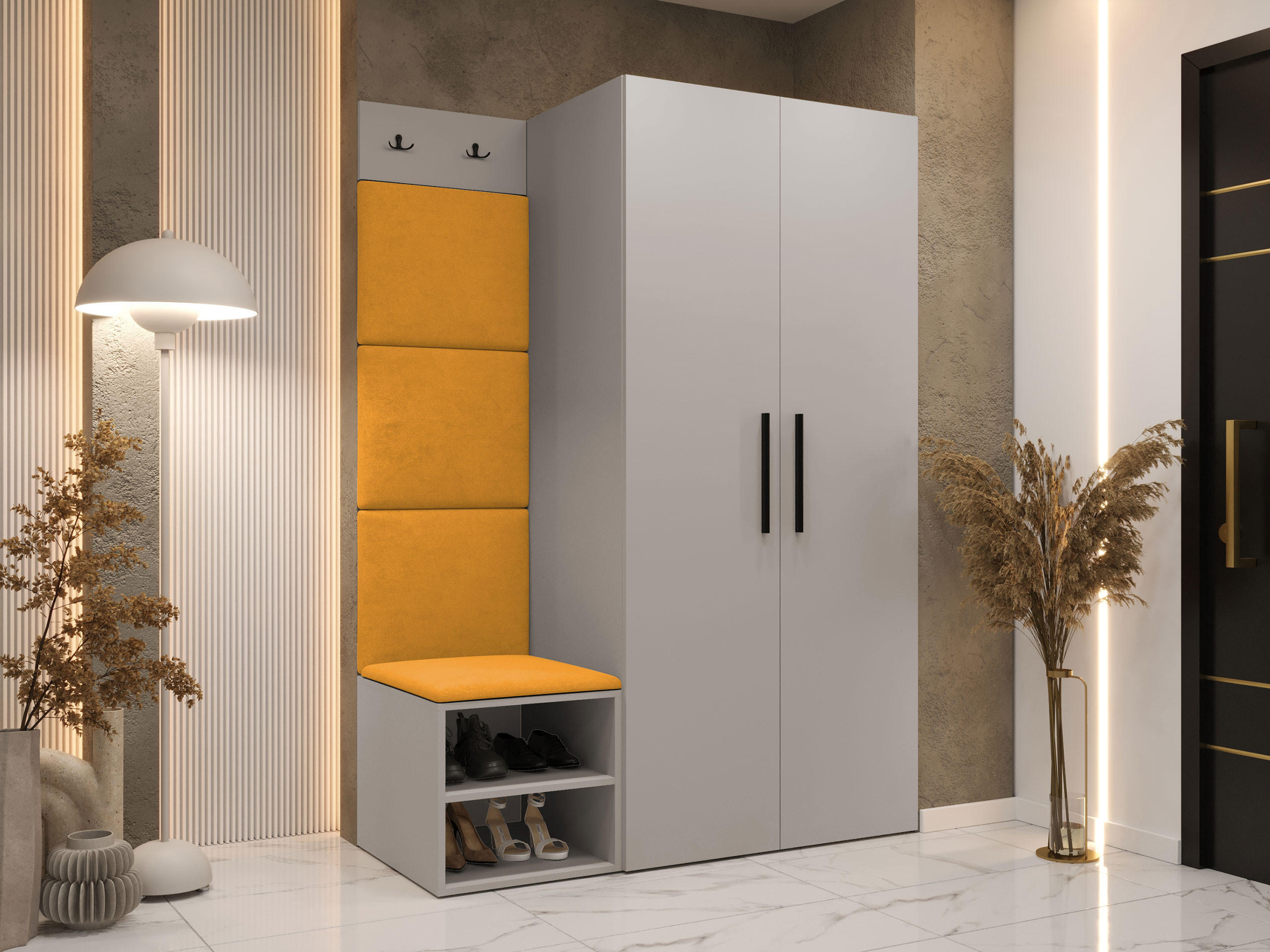 GARDEROBEN-SET Medi IV - Kaschmir/Schwarz, Holzwerkstoff/Kunststoff (80/191/50cm) - MIRJAN24