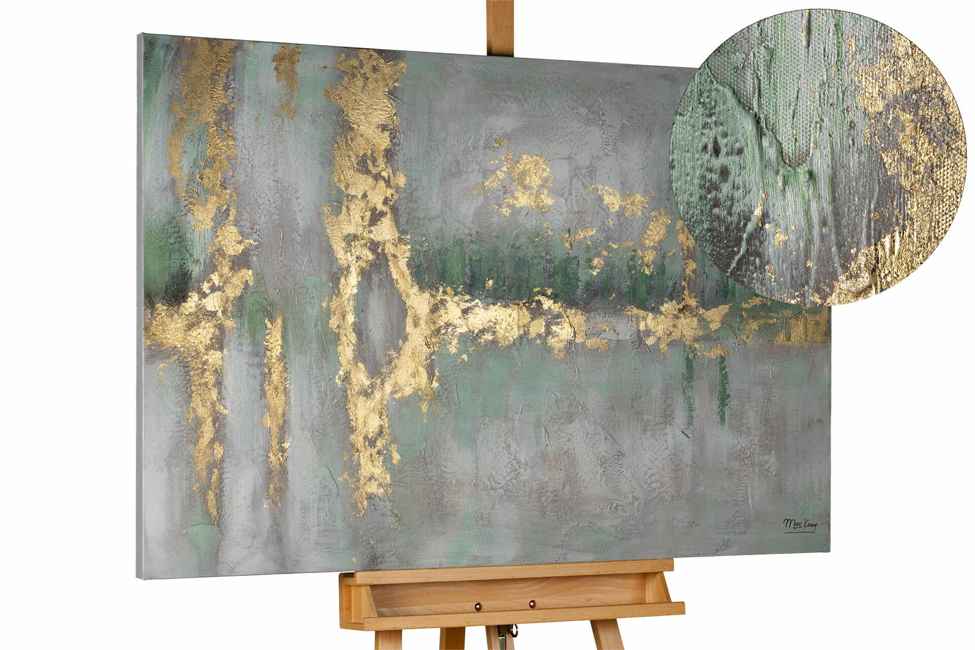 ÖLGEMÄLDE 120/80 cm - Grün, Holz/Textil (2.11/80cm) - KUNSTLOFT