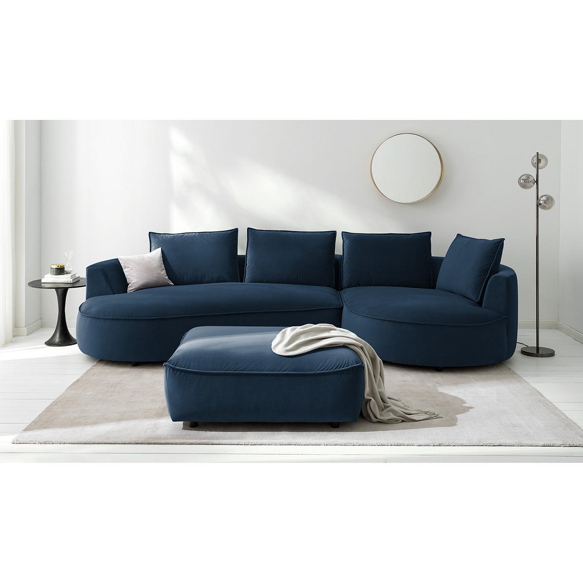BIGSOFA - Dunkelblau, Naturmaterialien/Kunststoff (322/82/154cm) - home24