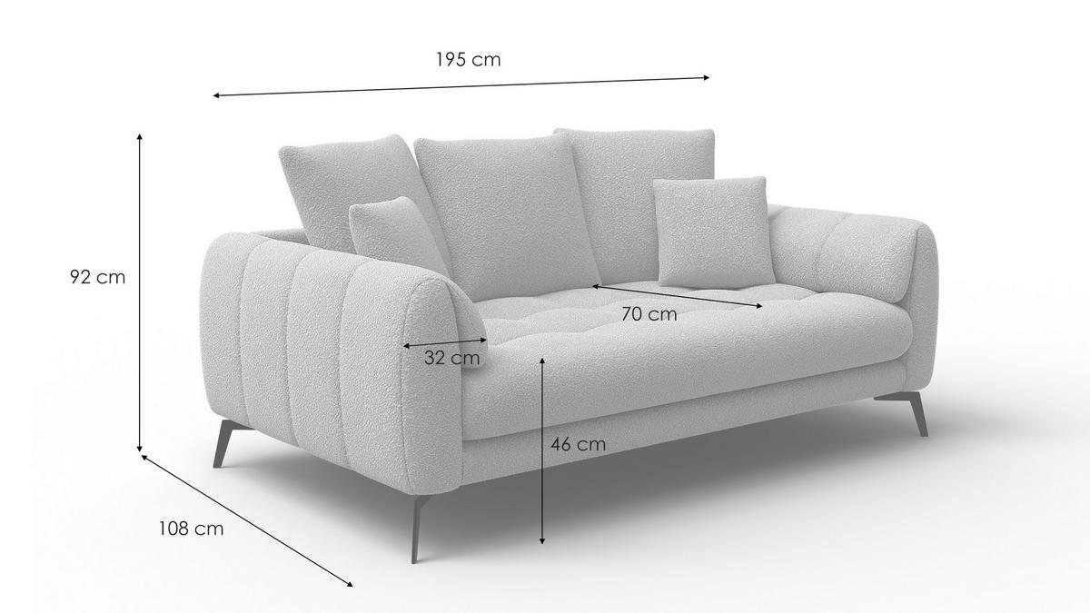 SOFA CALME 2,5-Sitzer, dunkelorange - Dunkelorange, Holz/Textil (199/92/108cm) - Courtois Laville