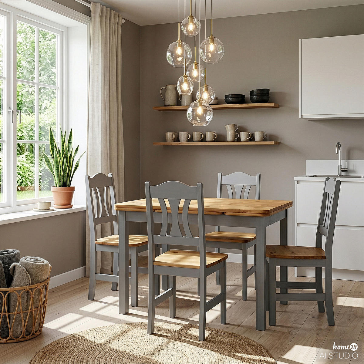 ESSTISCH mit ansteckplatten - Kiefer massiv - Kieferfarben, Holz (77/104/74cm) - home24