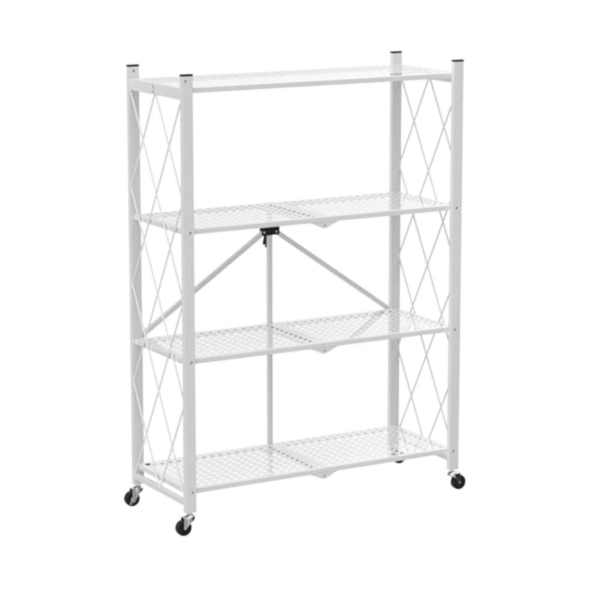 KLAPPREGAL auf Rollen 4 Fachböden Belastbarkeit 200kg 127x72x34 cm Weiß - Weiß, Metall (72/127/34cm) - PROREGAL